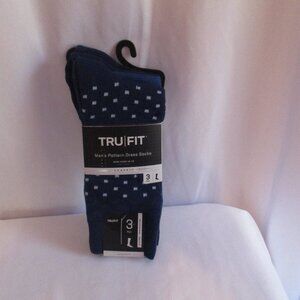 3 Pairs TRU FIT MEN'S Pattern Dress Socks Shoe Sizes 10-13